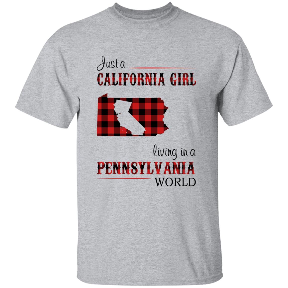 Just A California Girl Living In A Pennsylvania World T-Shirt - T-shirt Born Live Plaid Red Teezalo