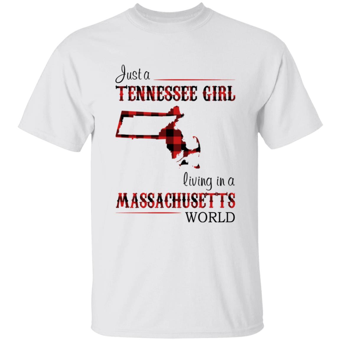 Just A Tennessee Girl Living In A Massachusetts World T-shirt - T-shirt Born Live Plaid Red Teezalo