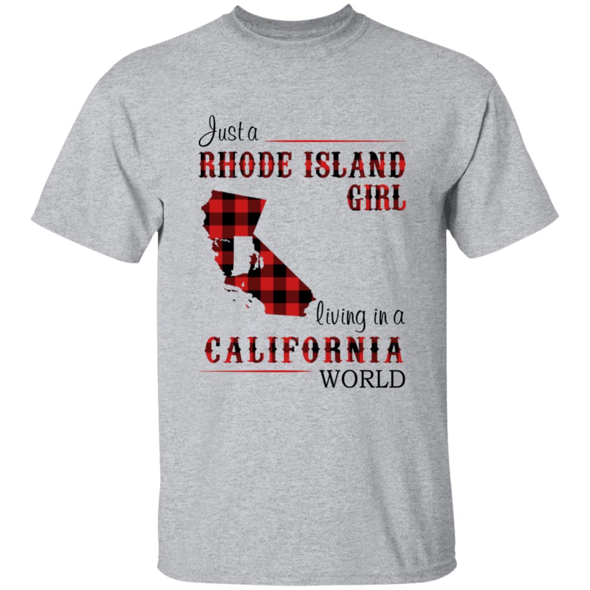 Just A Rhode Island Girl Living In A California World T-shirt - T-shirt Born Live Plaid Red Teezalo