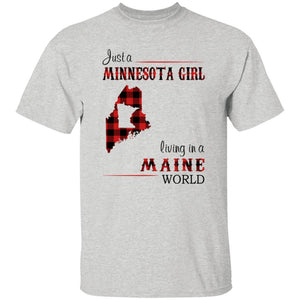Just A Minnesota Girl Living In A Maine World T-shirt - T-shirt Born Live Plaid Red Teezalo