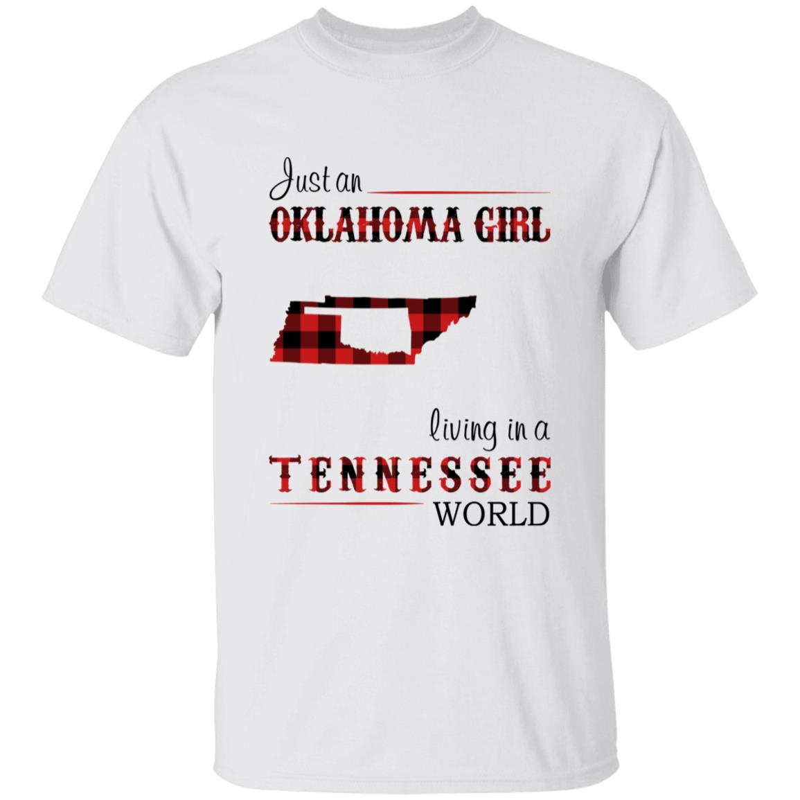 Just An Oklahoma Girl Living In A Tennessee World T-shirt - T-shirt Born Live Plaid Red Teezalo