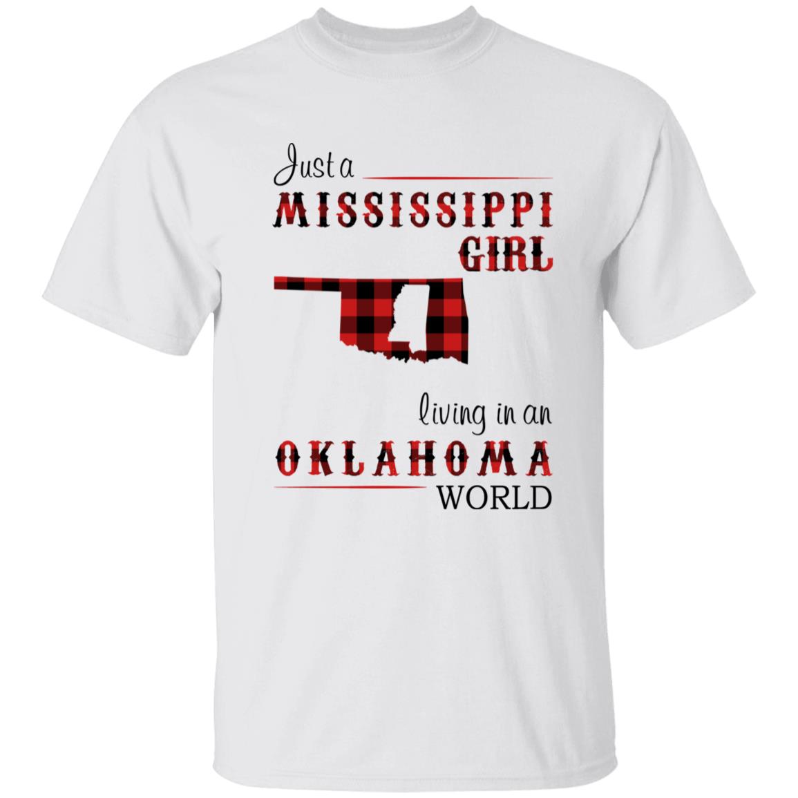 Just A Mississippi Girl Living In An Oklahoma World T-shirt - T-shirt Born Live Plaid Red Teezalo