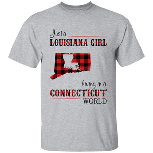 Just A Louisiana Girl Living In A Connecticut World T-shirt - T-shirt Born Live Plaid Red Teezalo