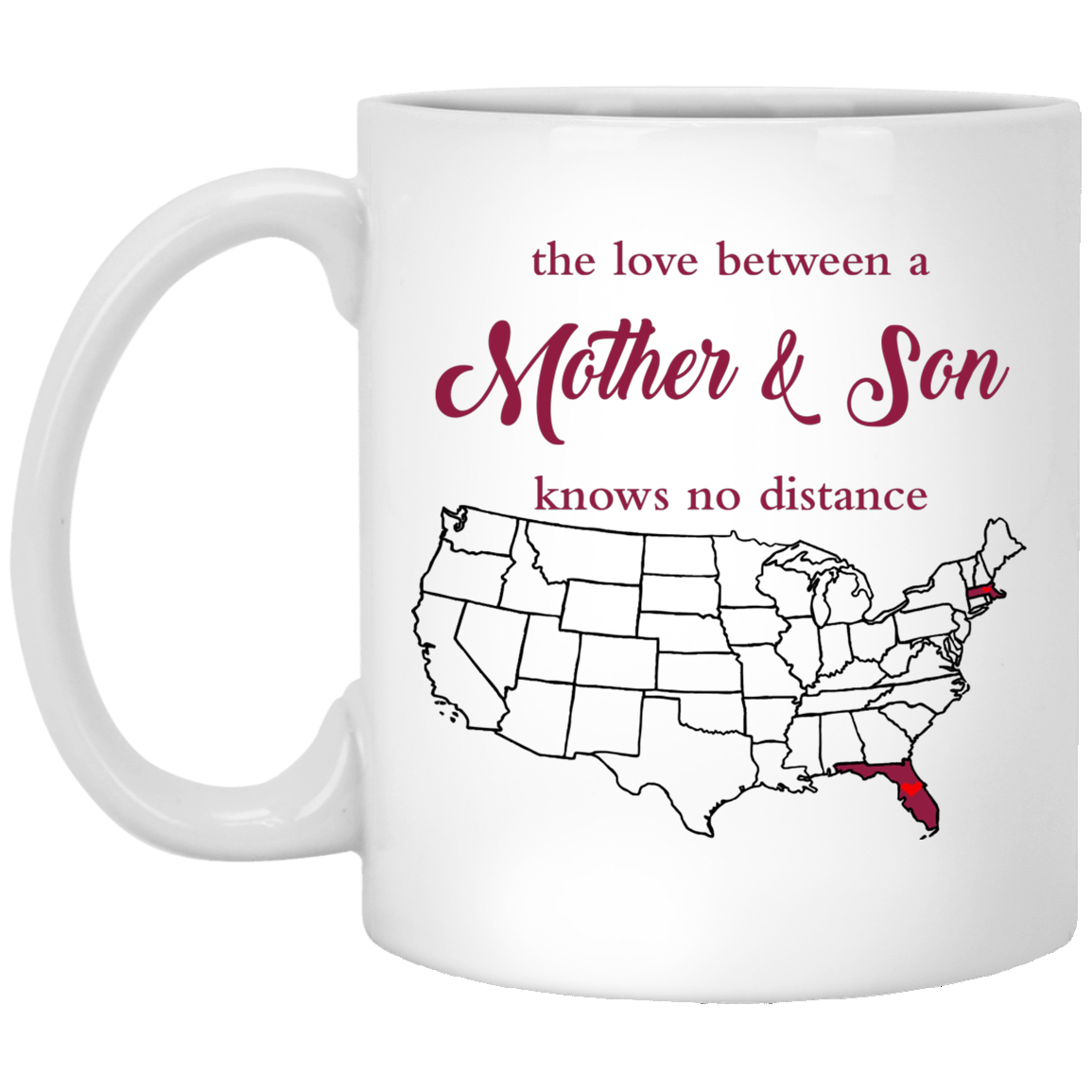 Florida Massachusetts The Love Between Mother and Son Mug - Mug Teezalo