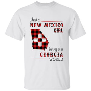 Just A New Mexico Girl Living In A Georgia World T-shirt - T-shirt Born Live Plaid Red Teezalo