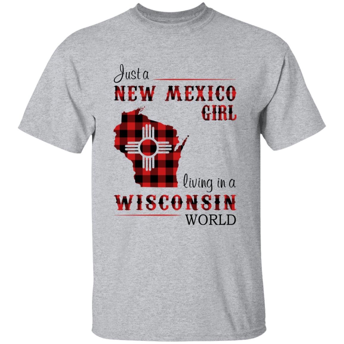 Just A New Mexico Girl Living In A Wisconsin World T-shirt - T-shirt Born Live Plaid Red Teezalo