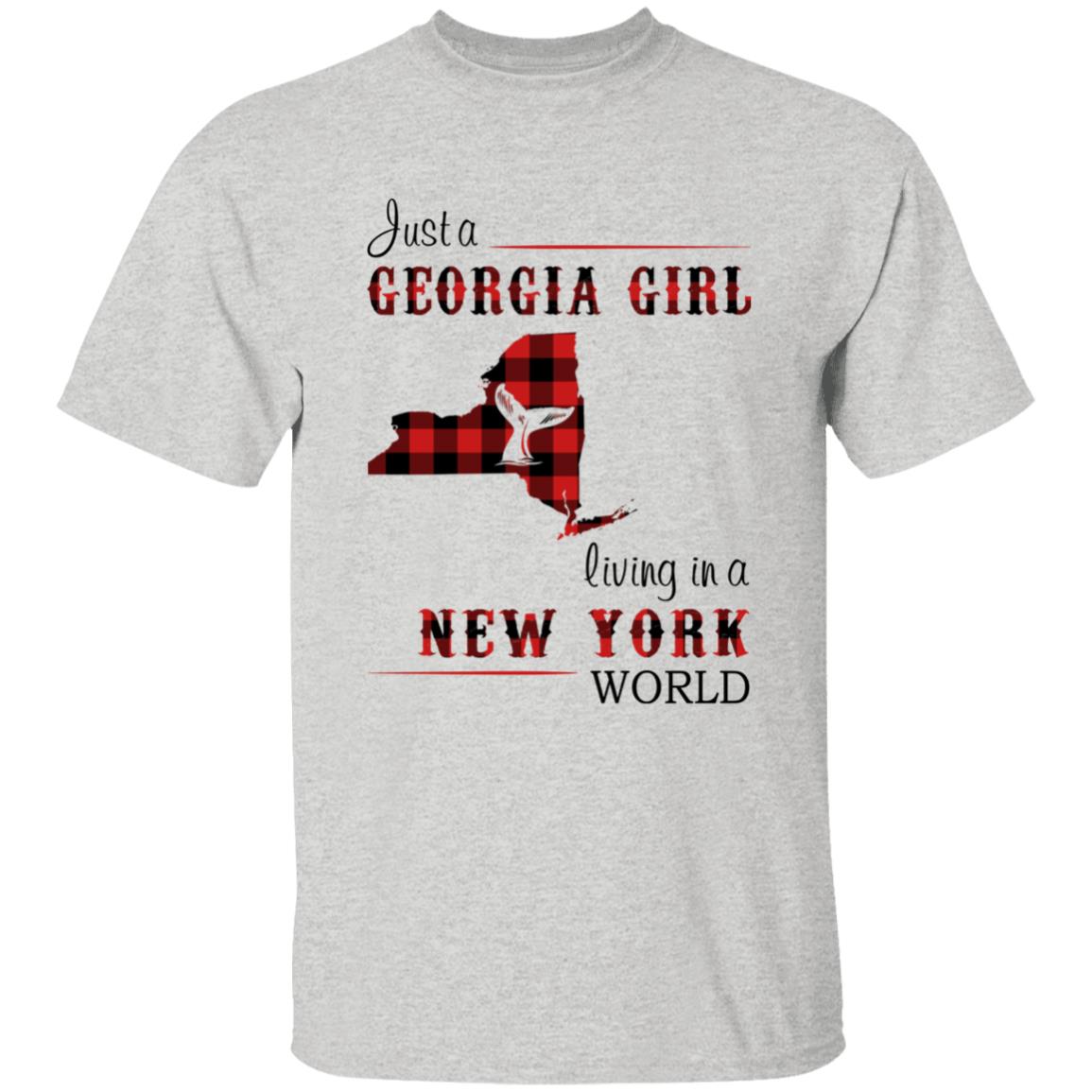 Just A Georgia Girl Living In A New York World T-shirt - T-shirt Born Live Plaid Red Teezalo