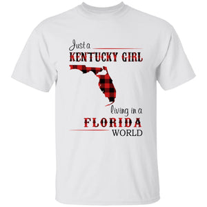 Just A Kentucky Girl Living In A Florida World T-shirt - T-shirt Born Live Plaid Red Teezalo