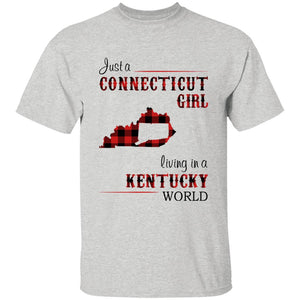 Just A Connecticut Girl Living In A Kentucky World T-shirt - T-shirt Born Live Plaid Red Teezalo