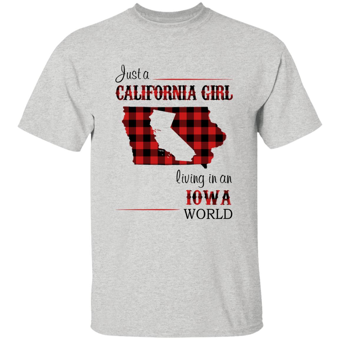 Just A California Girl Living In An Iowa World T-Shirt - T-shirt Born Live Plaid Red Teezalo