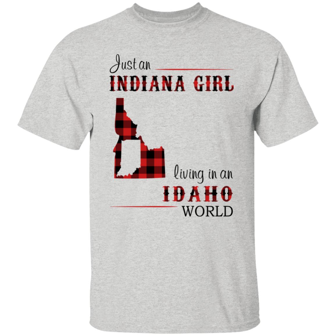 Just An Indiana Girl Living In An Idaho World T-Shirt - T-shirt Born Live Plaid Red Teezalo