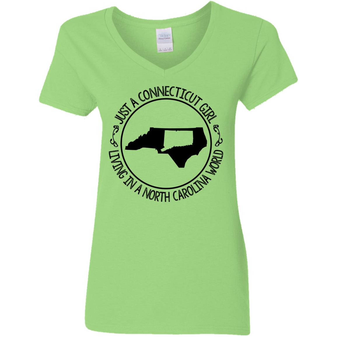 Just A Connecticut Girl In A North Carolina World T Shirt - T-shirt Teezalo