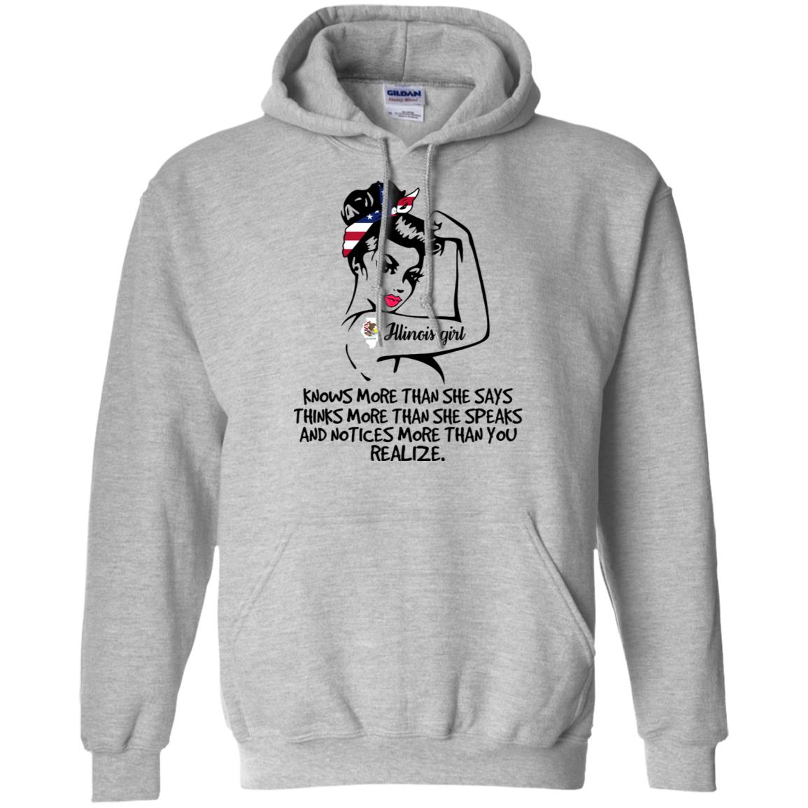 Illinois Girl Knows More Than She Says Hoodie - Hoodie Teezalo