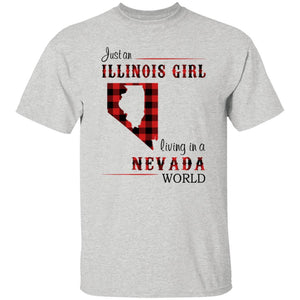 Just An Illinois Girl Living In A Nevada World T-shirt - T-shirt Born Live Plaid Red Teezalo