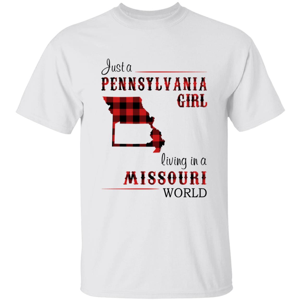 Just A Pennsylvania Girl Living In A Missouri World T-shirt - T-shirt Born Live Plaid Red Teezalo
