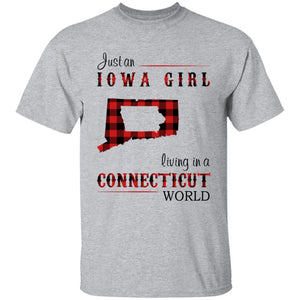 Just An Iowa Girl Living In A Connecticut World T-shirt - T-shirt Born Live Plaid Red Teezalo