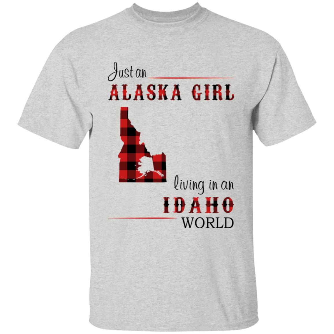Just An Alaska Girl Living In An Idaho World T-shirt - T-shirt Born Live Plaid Red Teezalo