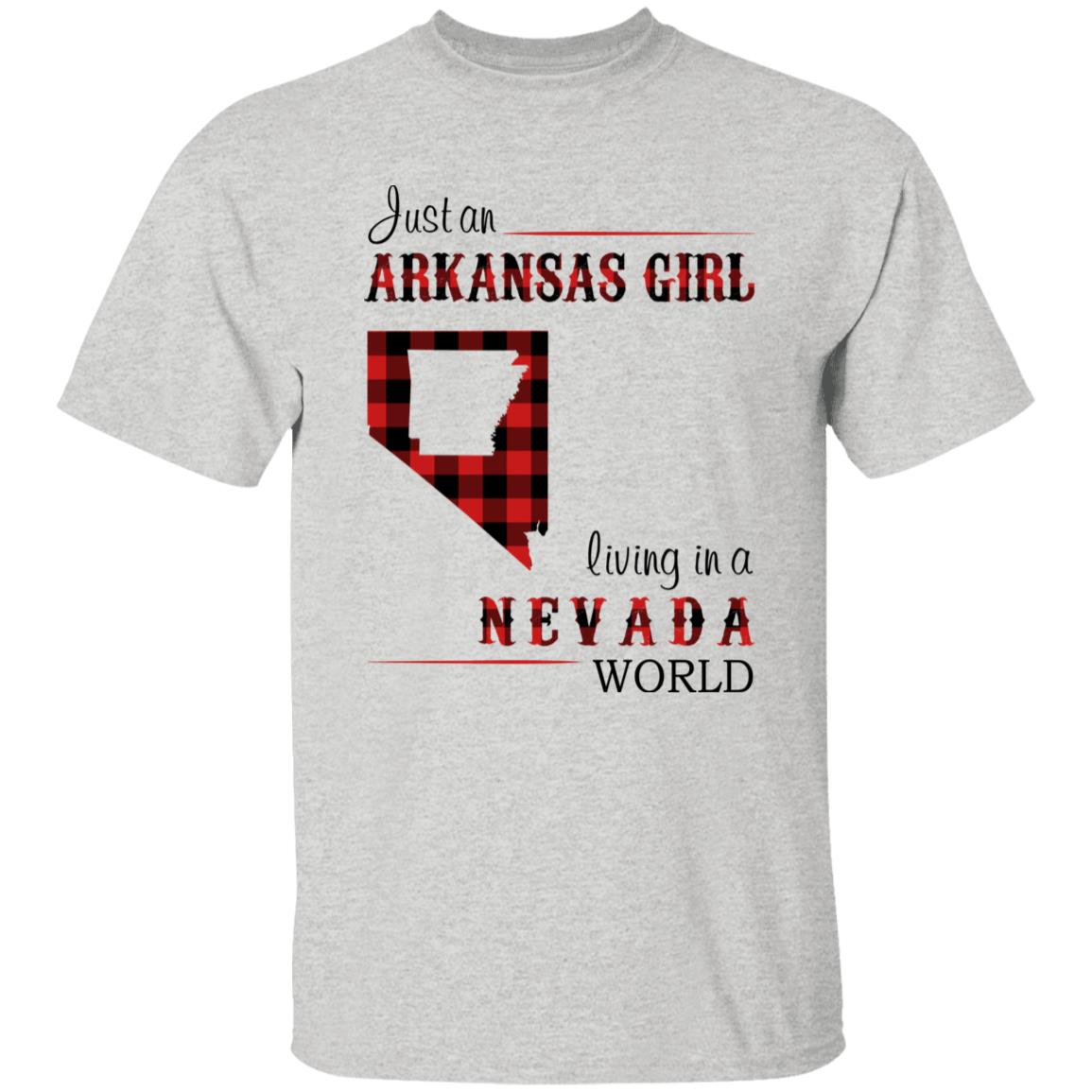 Just An Arkansas Girl Living In A Nevada World T-shirt - T-shirt Born Live Plaid Red Teezalo