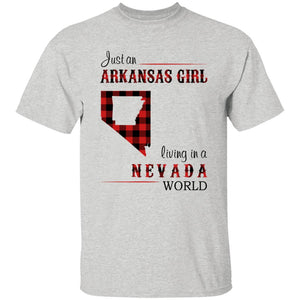 Just An Arkansas Girl Living In A Nevada World T-shirt - T-shirt Born Live Plaid Red Teezalo