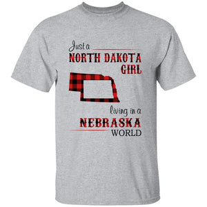 Just A North Dakota Girl Living In A Nebraska World T-shirt - T-shirt Born Live Plaid Red Teezalo