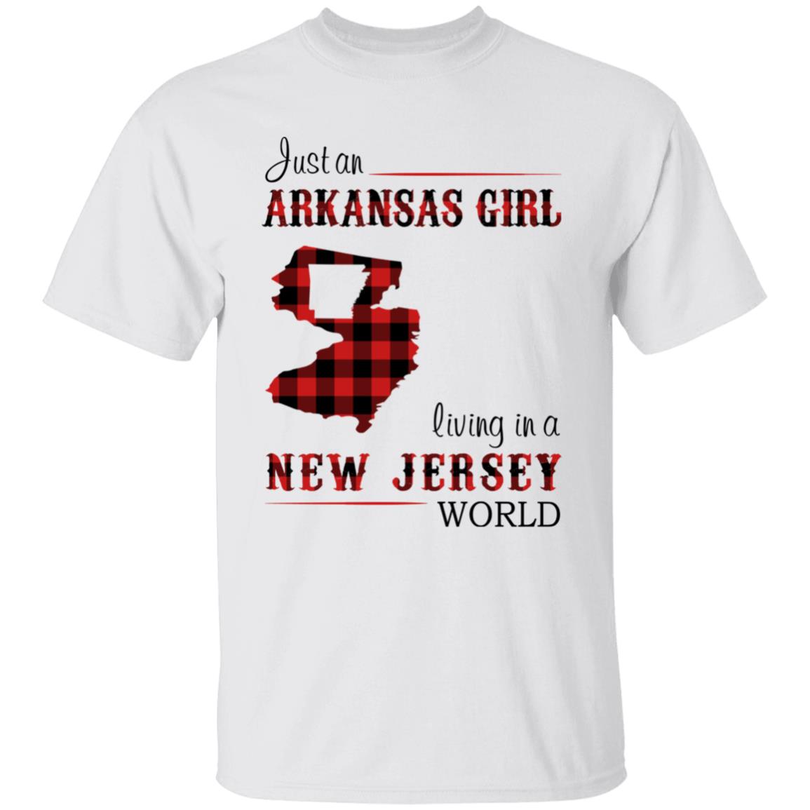 Just An Arkansas Girl Living In A New Jersey World T-shirt - T-shirt Born Live Plaid Red Teezalo