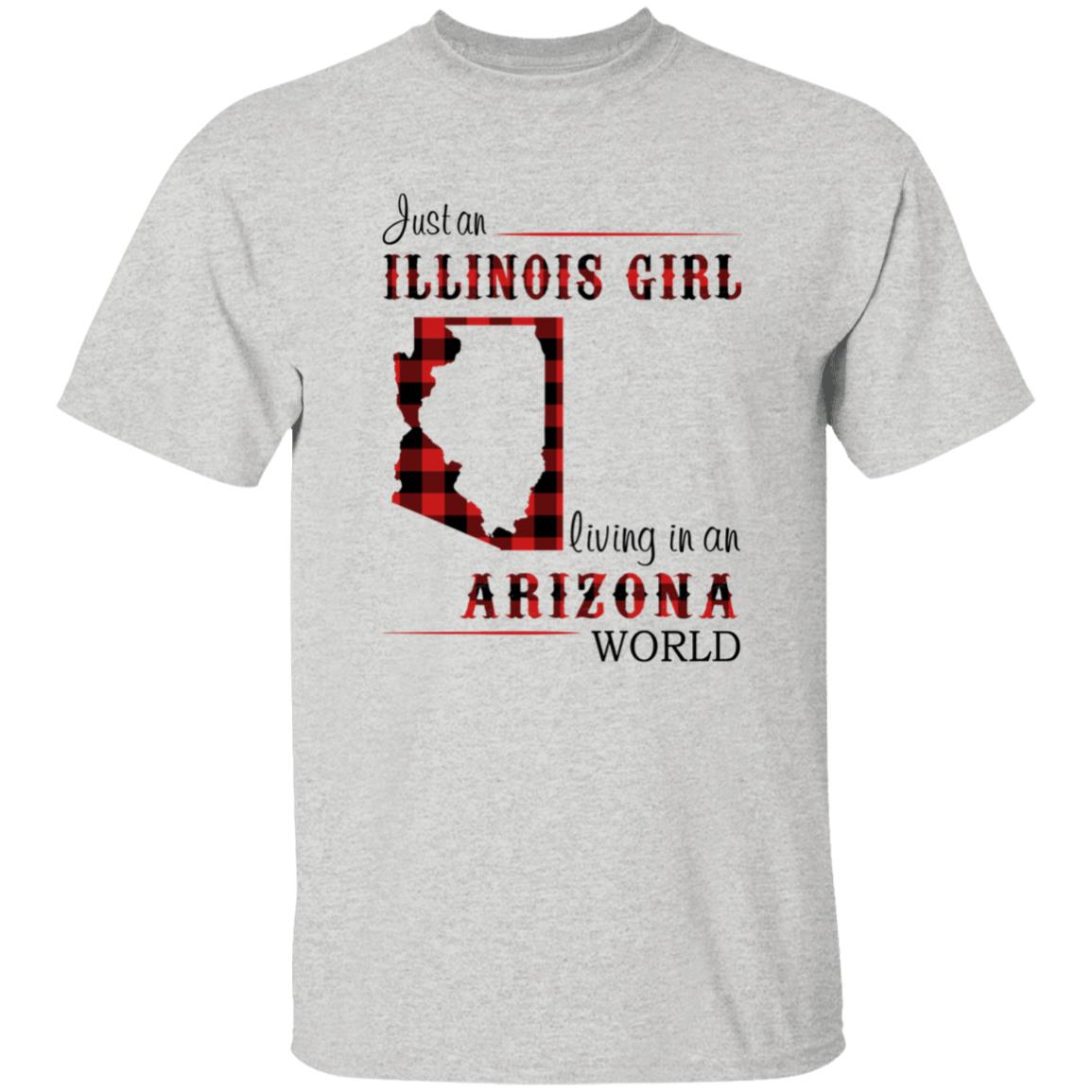 Just An Illinois Girl Living In An Arizona World T-shirt - T-shirt Born Live Plaid Red Teezalo