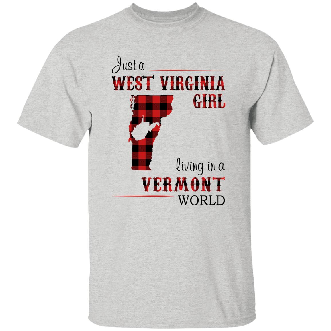 Just A West Virginia Girl Living In A Vermont World T-shirt - T-shirt Born Live Plaid Red Teezalo