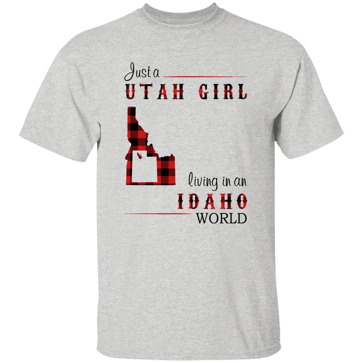 Just A Utah Girl Living In An Idaho World T-shirt - T-shirt Born Live Plaid Red Teezalo