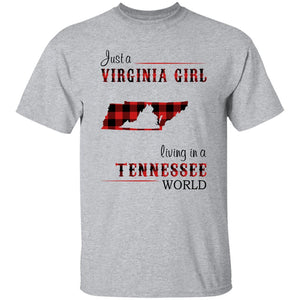 Just A Virginia Girl Living In A Tennessee Girl T-shirt - T-shirt Born Live Plaid Red Teezalo
