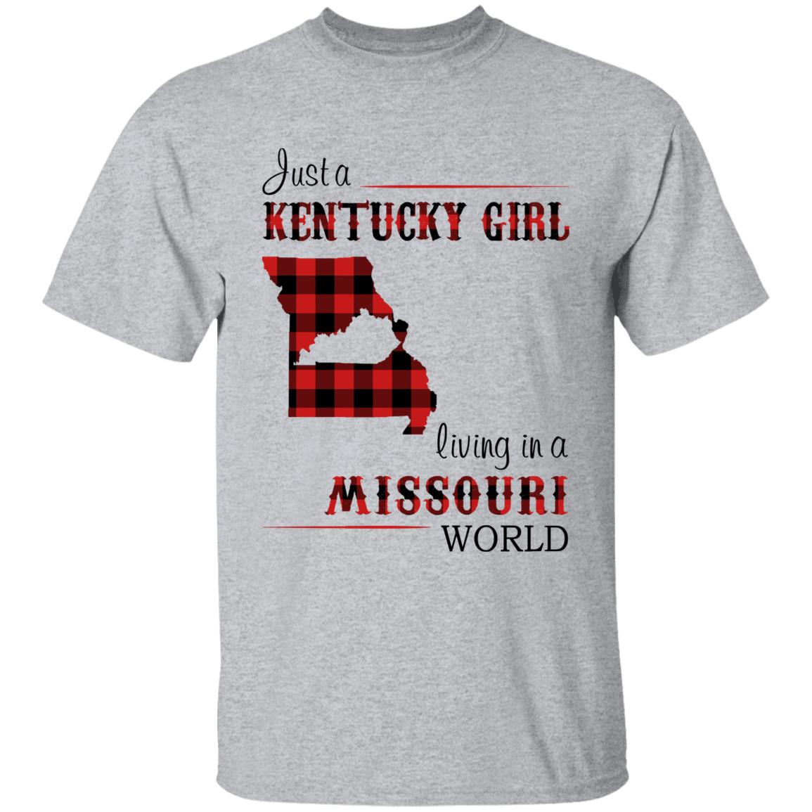 Just A Kentucky Girl Living In A Missouri World T-shirt - T-shirt Born Live Plaid Red Teezalo