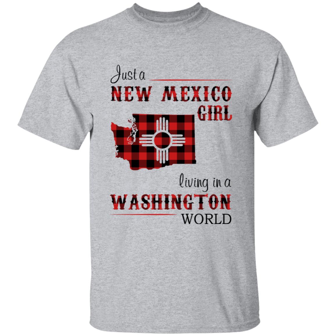 Just A New Mexico Girl Living In A Washington World T-shirt - T-shirt Born Live Plaid Red Teezalo