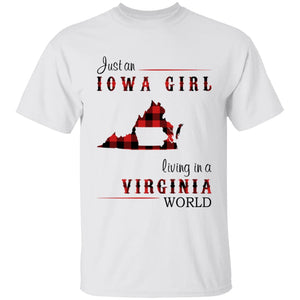 Just An Iowa Girl Living In A Virginia World T-shirt - T-shirt Born Live Plaid Red Teezalo
