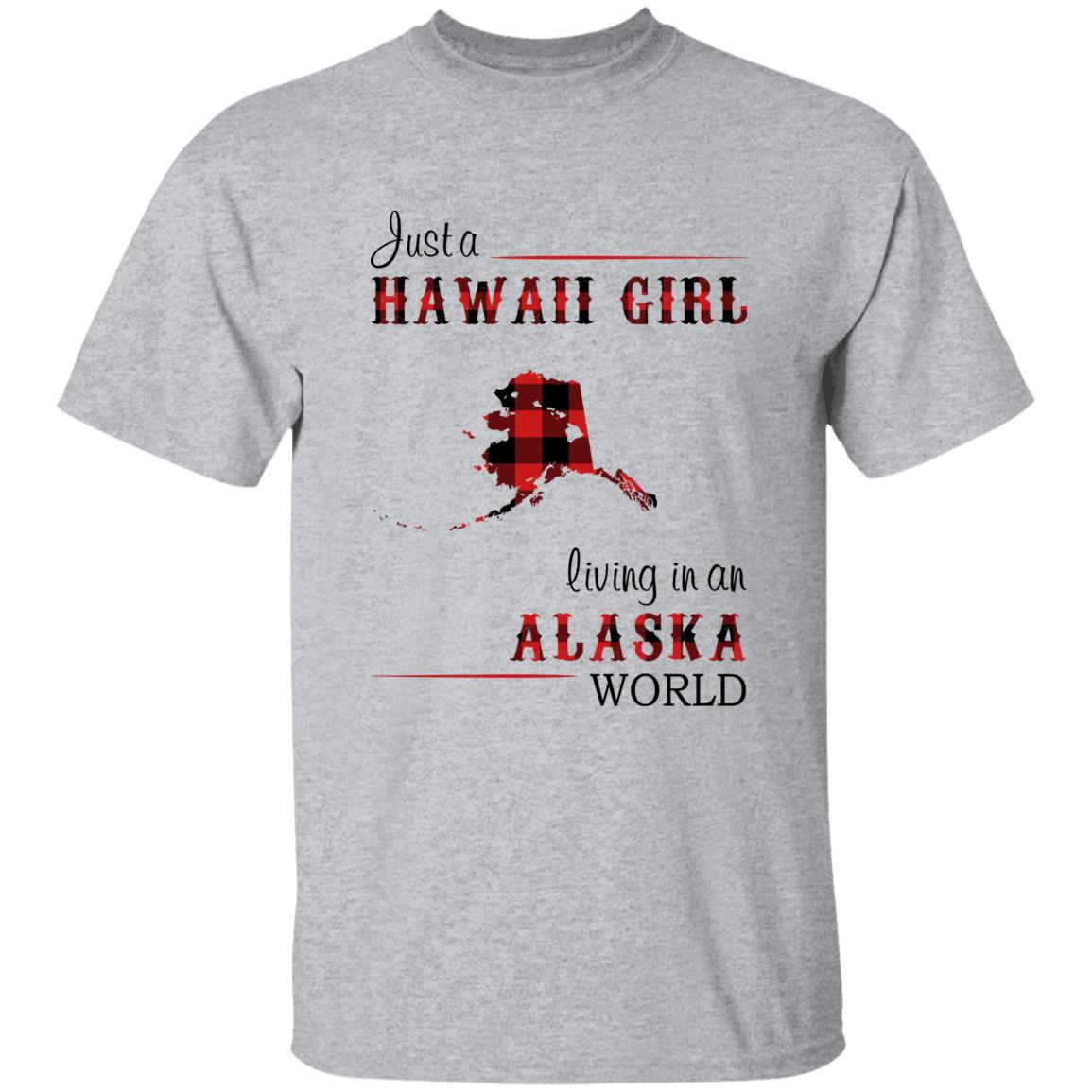 Just A Hawaii Girl Living In An Alaska World T-shirt - T-shirt Born Live Plaid Red Teezalo