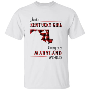 Just A Kentucky Girl Living In A Maryland World T-shirt - T-shirt Born Live Plaid Red Teezalo