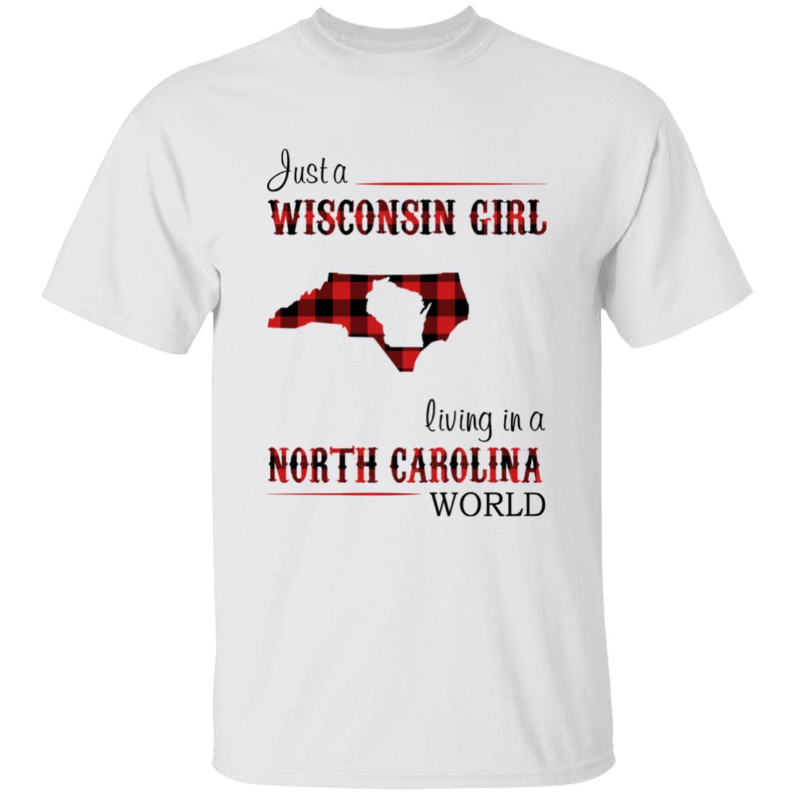 Just A Wisconsin Girl Living In A North Carolina World T-shirt - T-shirt Born Live Plaid Red Teezalo