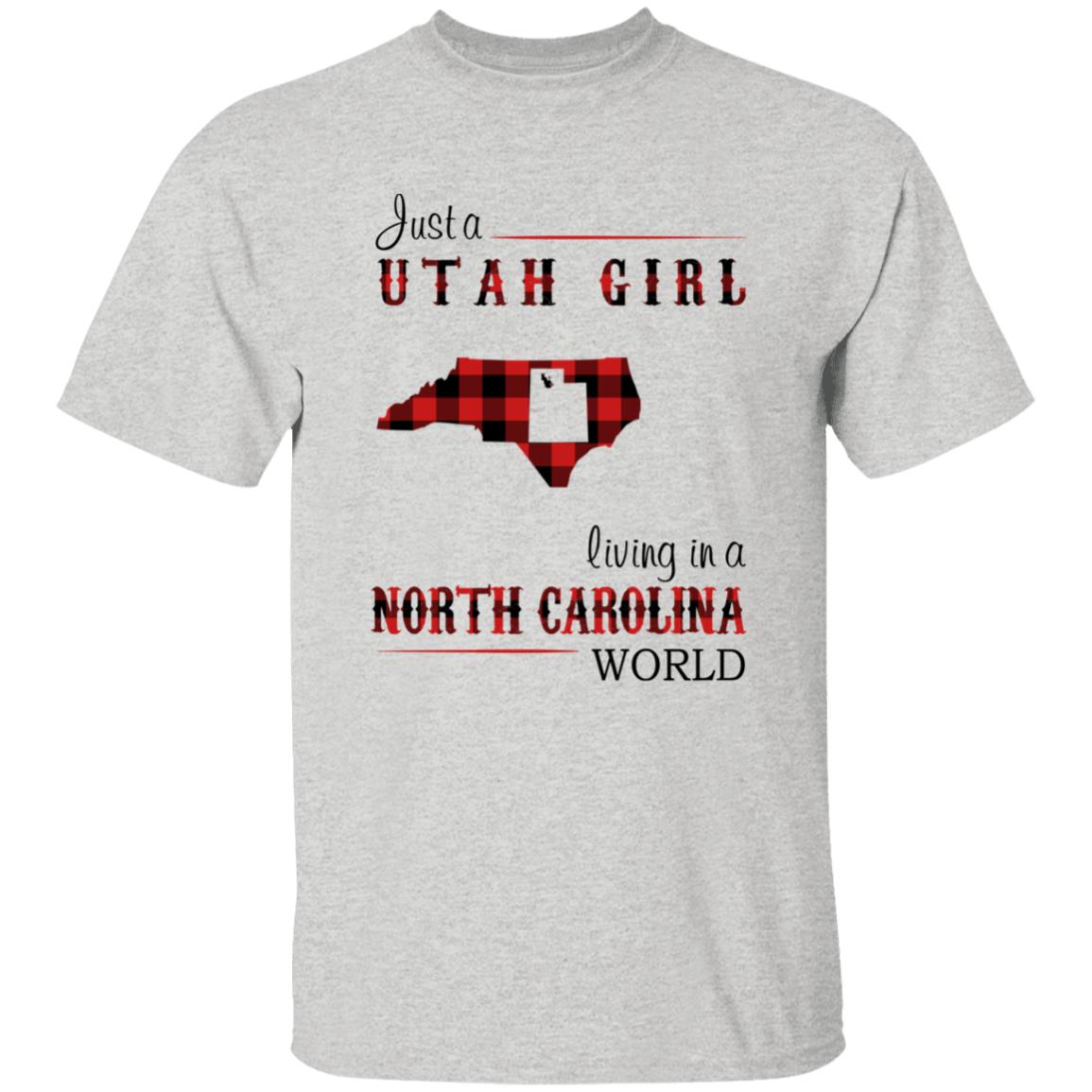 Just A Utah Girl Living In A North Carolina World T-shirt - T-shirt Born Live Plaid Red Teezalo