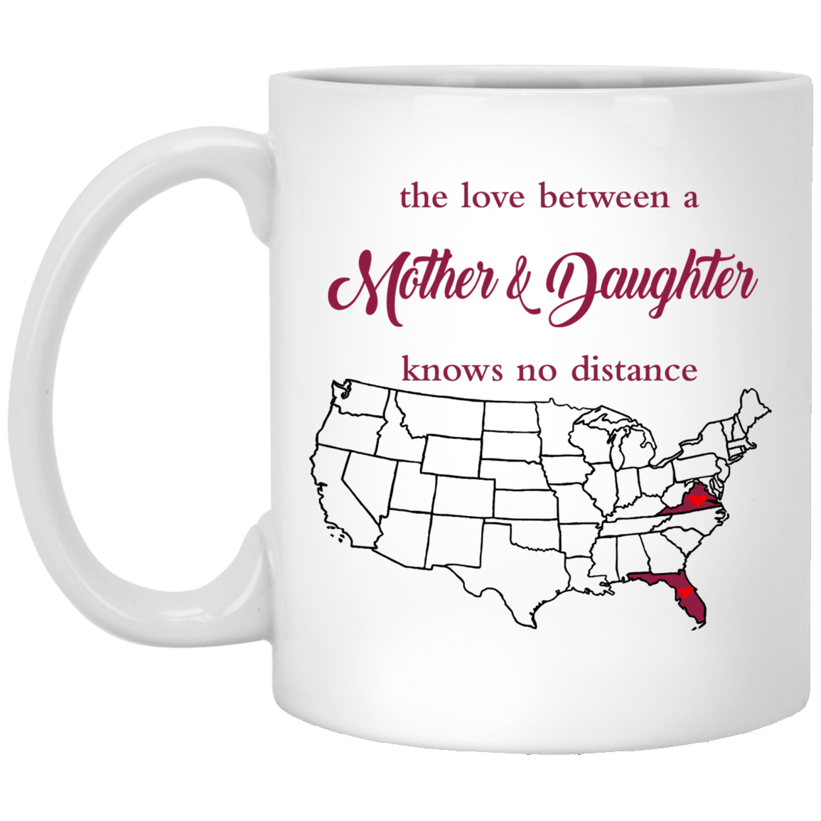Florida Virginia The Love Between Mother and Daughter Mug - Mug Teezalo