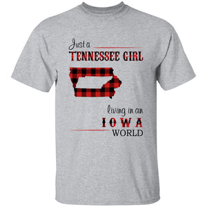 Just A Tennessee Girl Living In An Iowa World T-shirt - T-shirt Born Live Plaid Red Teezalo