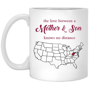 Rhode Island West Virginia The Love Between Mother And Son Mug - Mug Teezalo