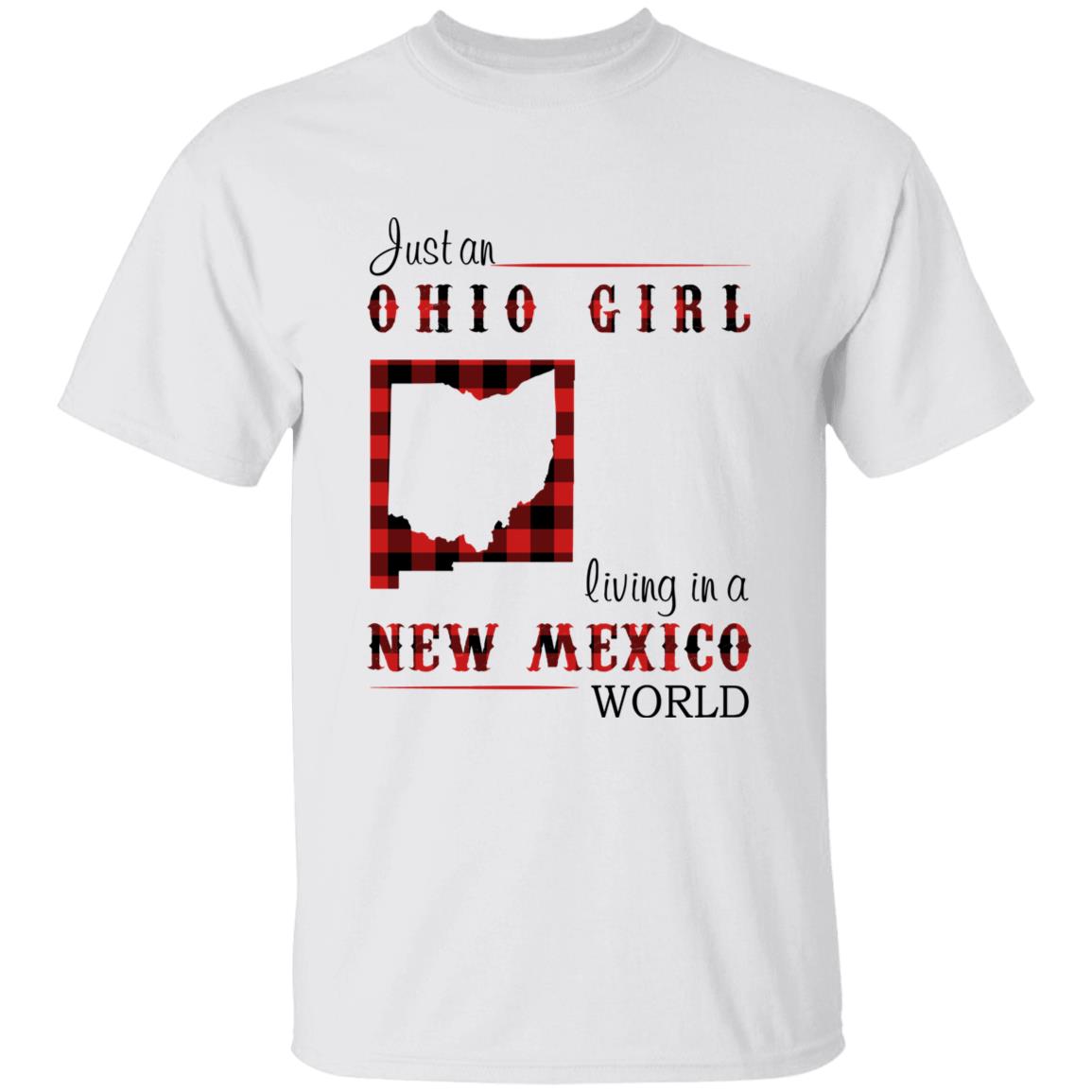 Just An Ohio Girl Living In A New Mexico World T-shirt - T-shirt Born Live Plaid Red Teezalo