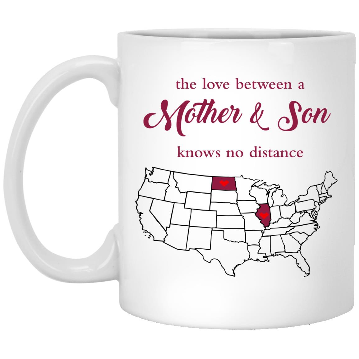 Illinois North Dakota The Love Between Mother And Son Mug - Mug Teezalo