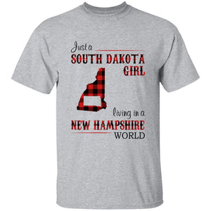 Just A South Dakota Girl Living In A New Hampshire World T-shirt - T-shirt Born Live Plaid Red Teezalo