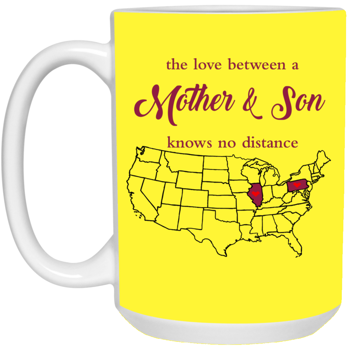 Illinois Pennsylvania The Love Between Mother And Son Mug - Mug Teezalo