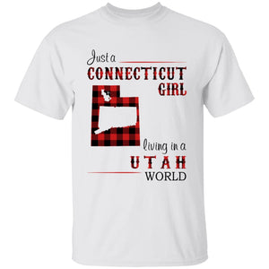 Just A Connecticut Girl Living In A Utah World T-shirt - T-shirt Born Live Plaid Red Teezalo