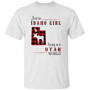 Just An Idaho Girl Living In A Utah World T-shirt - T-shirt Born Live Plaid Red Teezalo
