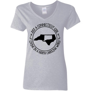 Just A Connecticut Girl In A North Carolina World T Shirt - T-shirt Teezalo