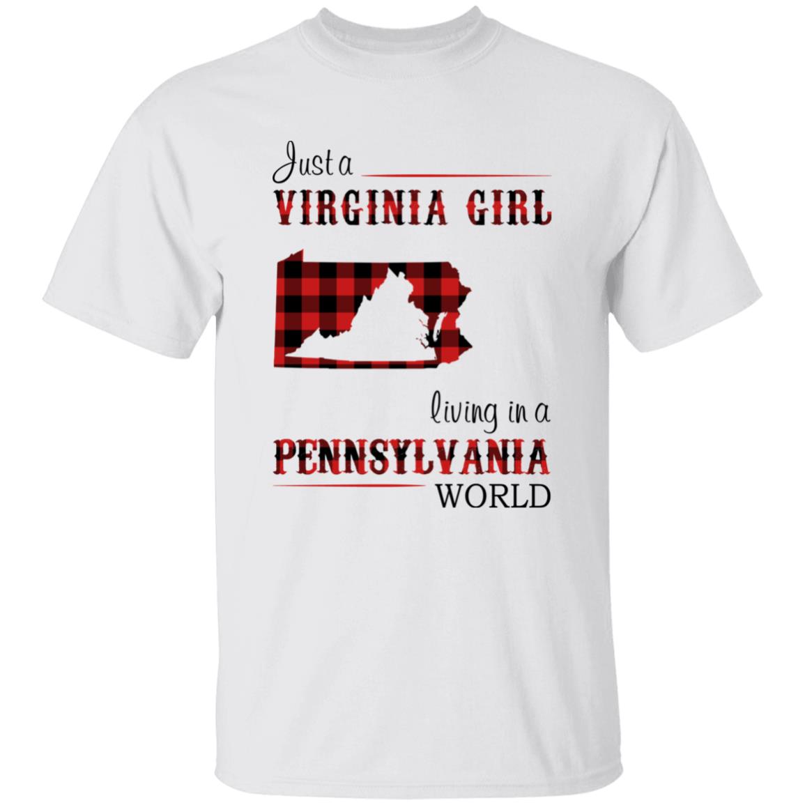 Just A Virginia Girl Living In A Pennsylvania Girl T-shirt - T-shirt Born Live Plaid Red Teezalo