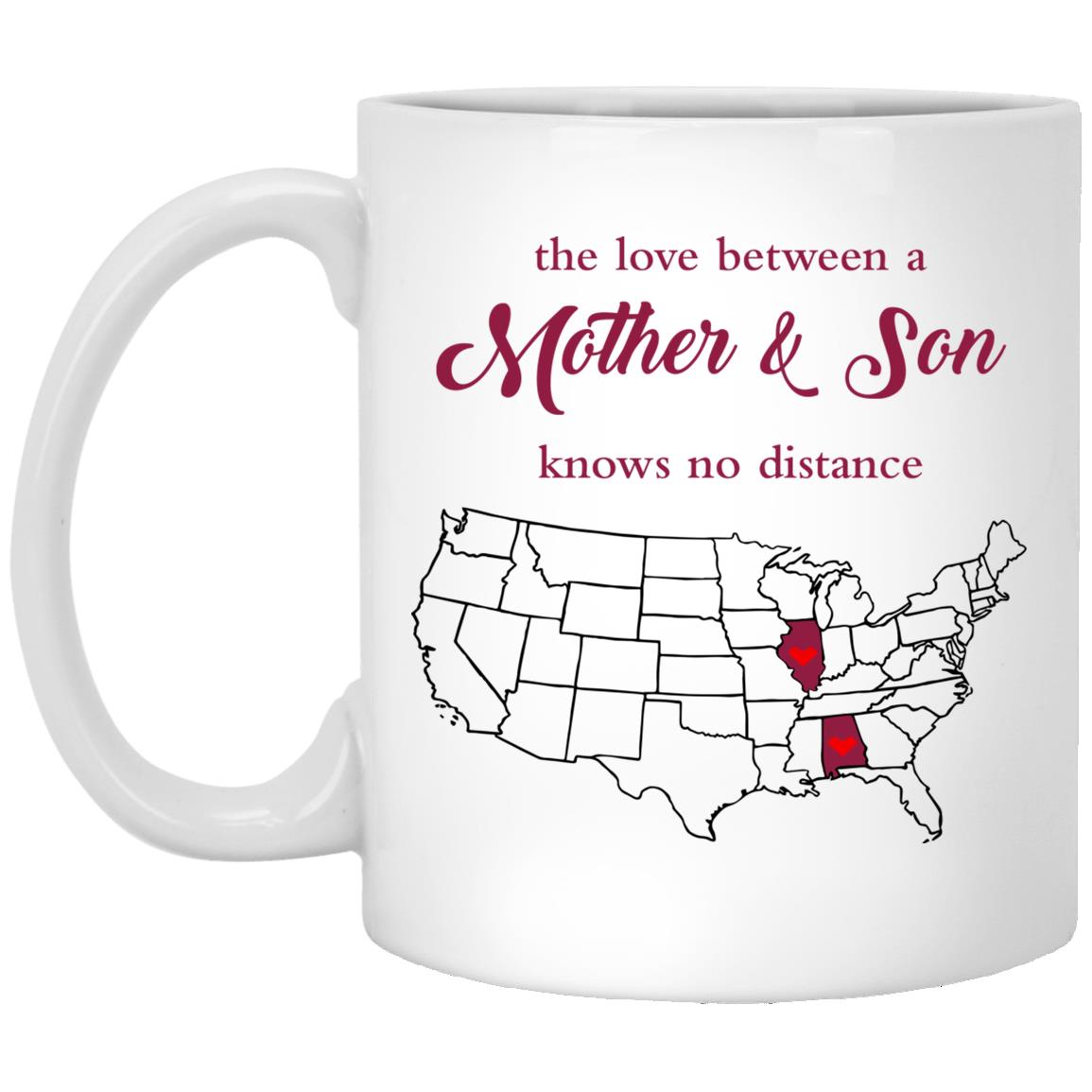 Illinois Alabama The Love Between Mother And Son Mug - Mug Teezalo