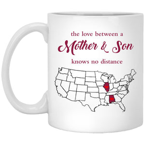 Illinois Alabama The Love Between Mother And Son Mug - Mug Teezalo