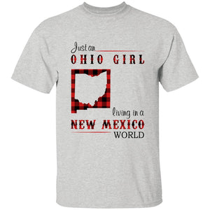 Just An Ohio Girl Living In A New Mexico World T-shirt - T-shirt Born Live Plaid Red Teezalo